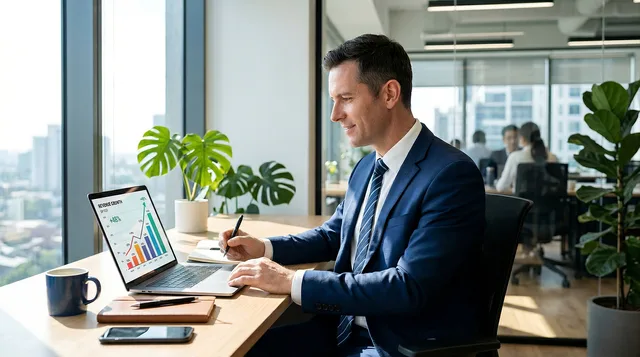businessman, office, computer, meeting, chart, suit, body parts, analysis, forecast, workstation, laptop, cup, laptop computer, collaboration, colleagues, strategy, statistics, employment, manager. Preserving necessary workflows during a stack reduction